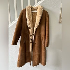 Long Sheepskin lined Leather Coat